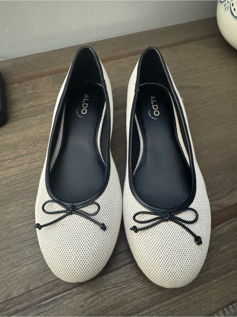 ALDO Cream Ballet Flats with Black Trim